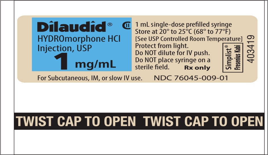 PACKAGE LABEL - PRINCIPAL DISPLAY - Dilaudid 1 mL Single-Dose Tip Cap Label
