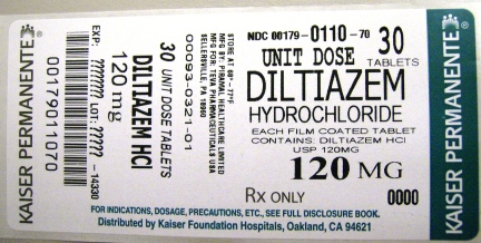Diltiazem HCl Tablets USP 120 mg Unit Dose 30s Label