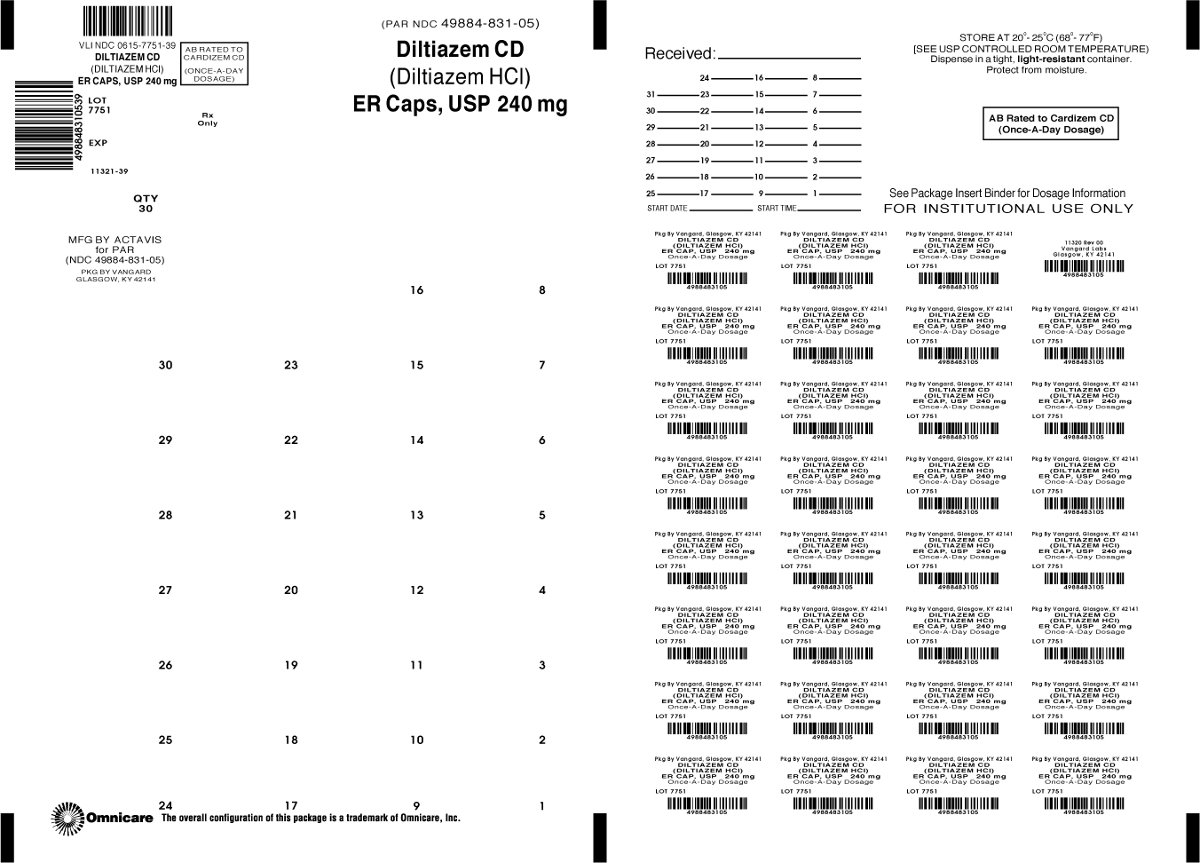 Principal Display Panel- Diltiazem CD ER Caps, USP 240mg