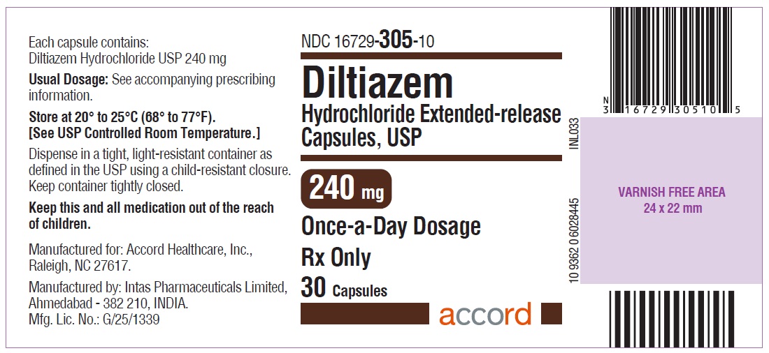 Diltiazem hydrochloride 240mg Capsule- Label 
