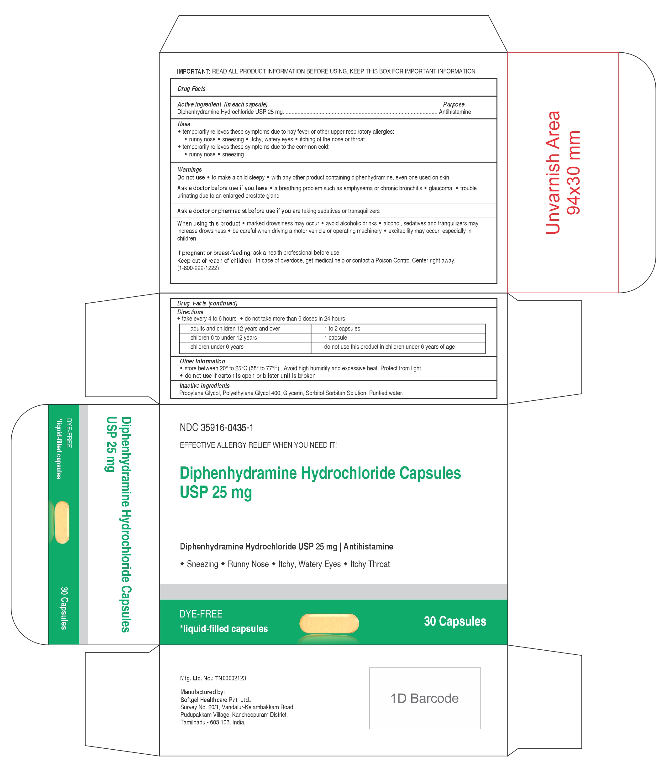 Diphenhydramine Hydrochloride Capsules USP 25 mg Carton
