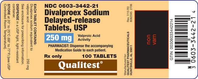 This is the label for Divalproex Sodium Delayed-release Tablets, USP 250 mg 100 tablets.