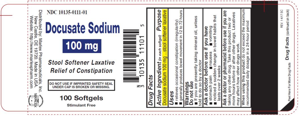 PRINCIPAL DISPLAY PANEL
NDC 10135-0111-01
Docusate Sodium
100 mg
100 Softgels

