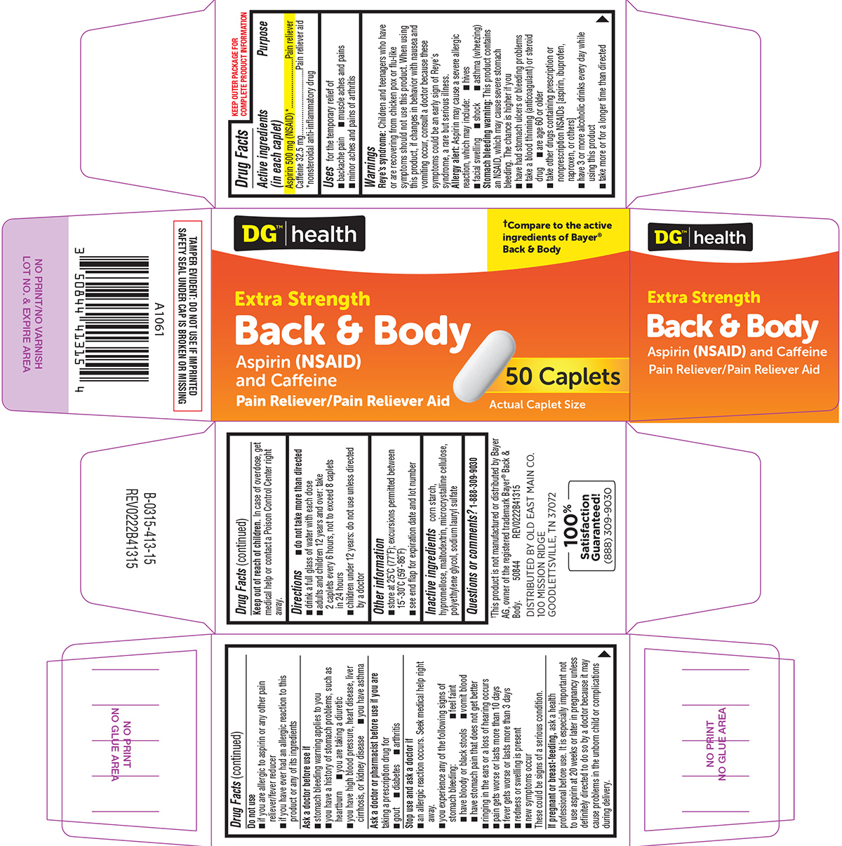 DailyMed BACK AND BODY EXTRA STRENGTH aspirin, caffeine tablet, film