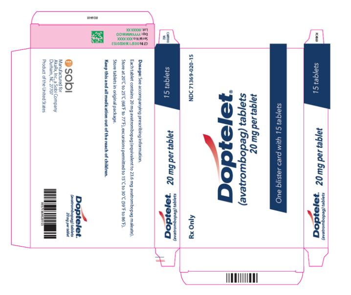 NDC 71369-020-15
15 mg per tablet
Rx Only
Doptelet
one blister card with 15 tablets
