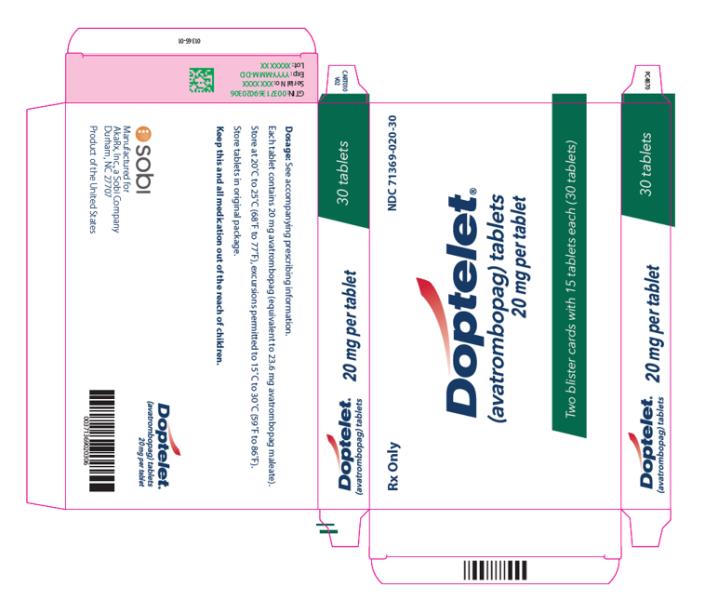 PRINCIPAL DISPLAY PANEL
NDC 71369-020-30
20 mg per tablet
Rx Only
Doptelet
Two blister cards with 15 tablets each (30 tablets)
