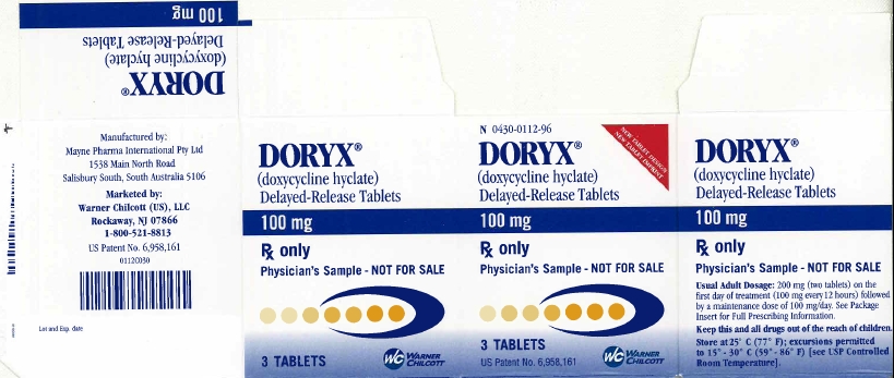 DORYX® (doxycycline hyclate) Delayed-Release Tablets, 100 mg Sample Carton