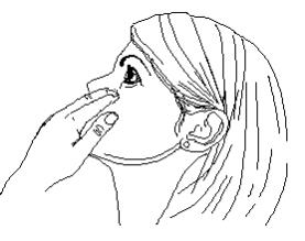 Step 4. Tilt your head back and pull your lower eyelid down slightly to form a pocket between your eyelid and your eye. See Figure D.