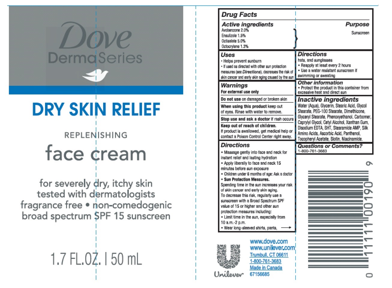 Dove Dermaseries Dry Skin Relief Replenishing Face Cream Spf 15 Breastfeeding