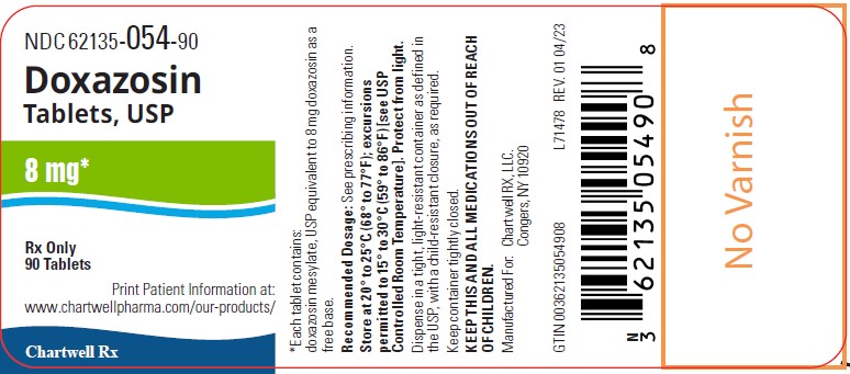 Doxazosin Tablets, USP 8 mg - NDC 62135-054-90 - 90's Bottle Label
