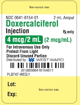 NDC 0641-6154-01 2 mL Ampul Doxercalciferol Injection Rx only 4 mcg/mL (2 mcg/mL) For Intravenous Use Only Protect From Light Discard Unused Portion