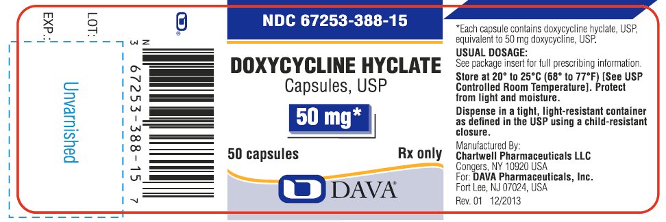 Principle Display Panel - Doxycycline Hyclate Capsules, USP 50 mg 50 ct