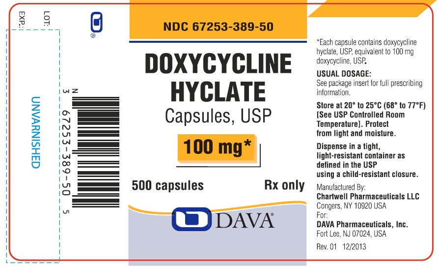 Principle Display Panel - Doxycycline Hyclate Capsules, USP 100 mg 500 ct
