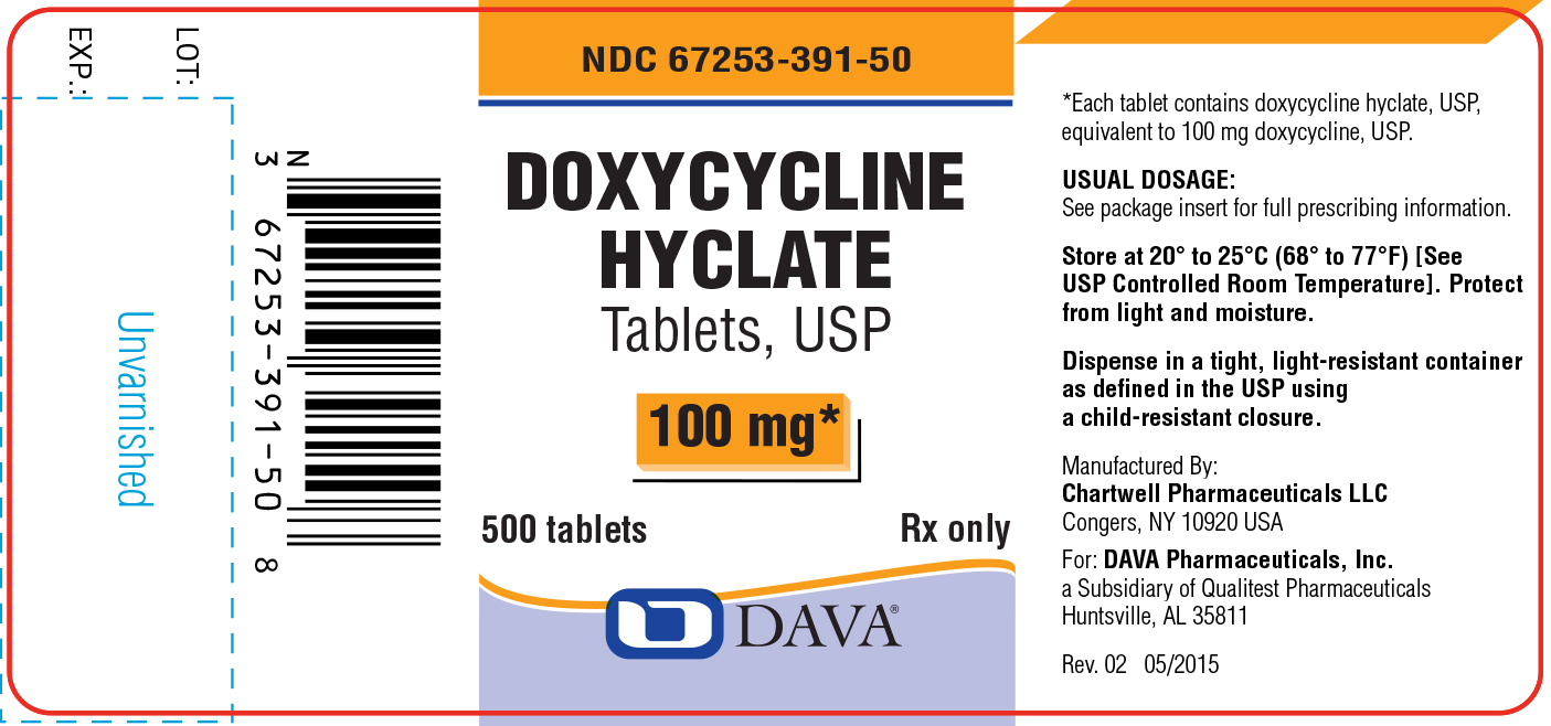 Principle Display Panel - Doxycycline Hyclate Tablets, USP 100 mg 500 ct