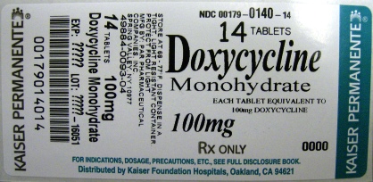 Doxycycline 100mg Bottle of 14 Label