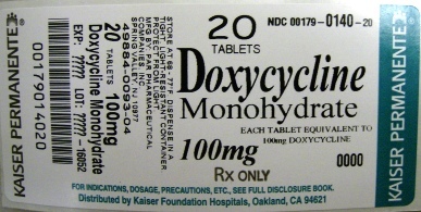 Doxycycline 100mg Bottle of 20 Label