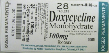 Doxycycline 100mg Bottle of 28 Label