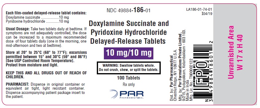 Doxylamine succinate and pyridoxine hydrochloride delayed-release tablets