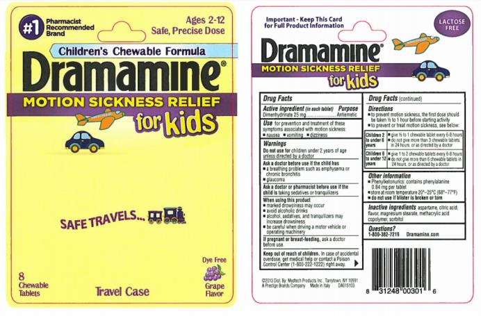 Children’s Chewable Formula
Dramamine®  
8 Chewable Tablets		
Travel case
