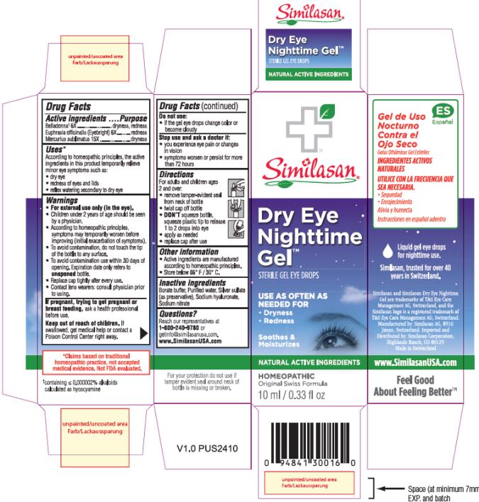 Similasan
Dry Eye Nighttime Gel
Sterile Gel Eye Drops
10 ml / 0.33 fl oz
