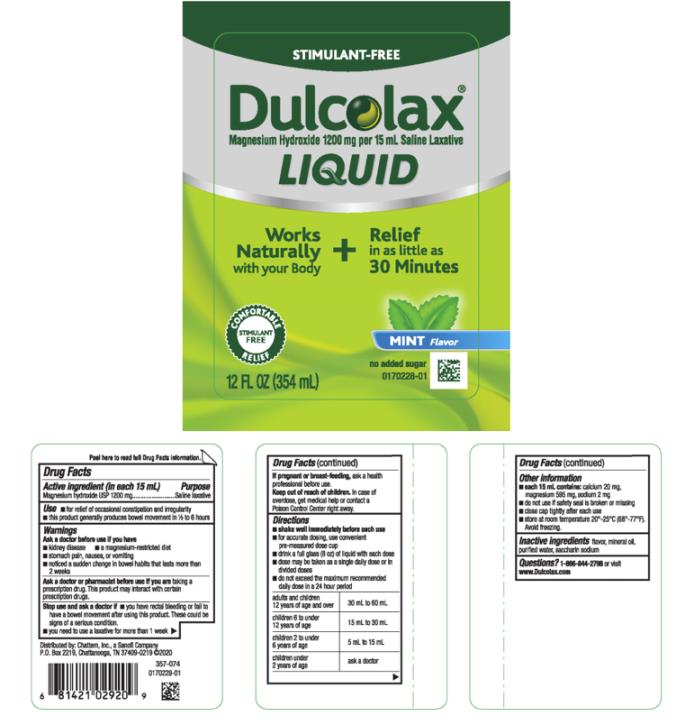 Stimulant-Free
Dulcolax
Magnesium Hydroxide 1200 mg per 15 mL Saline Laxative
MINT Flavor
12 Fl Oz (354 mL)
