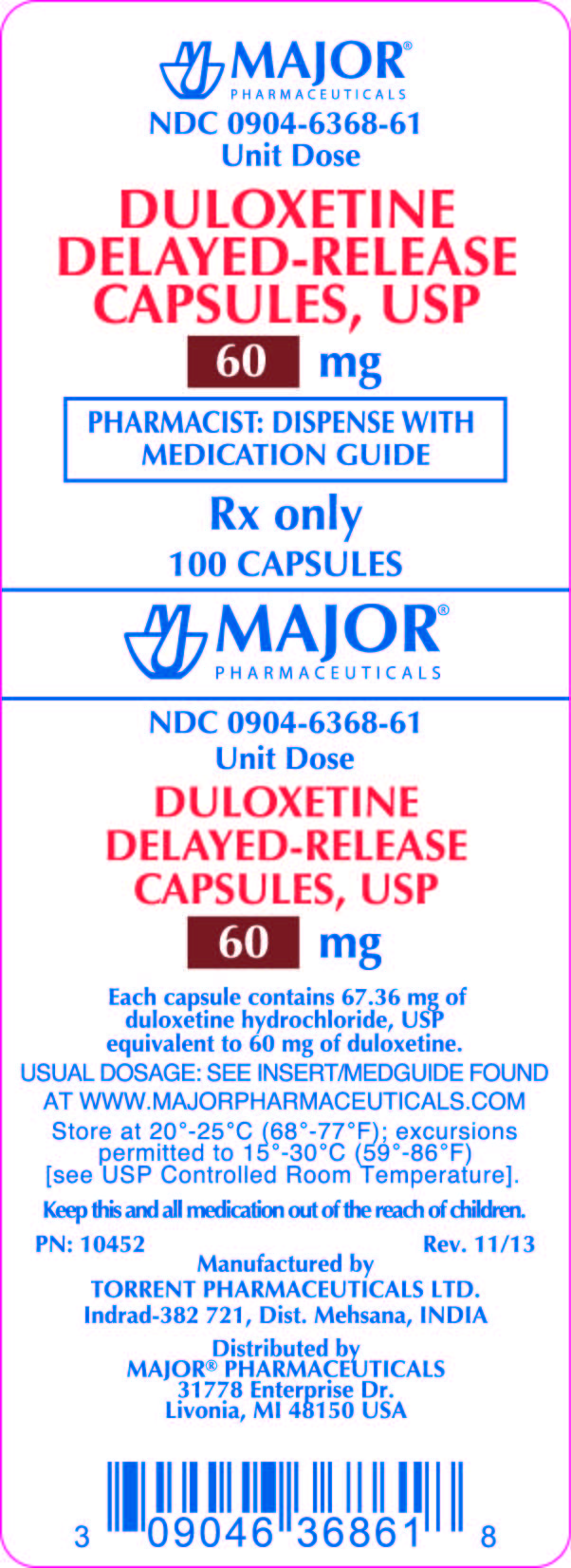 DULOXETINE DELAYED-RELEASE CAPSULES, USP 60MG
