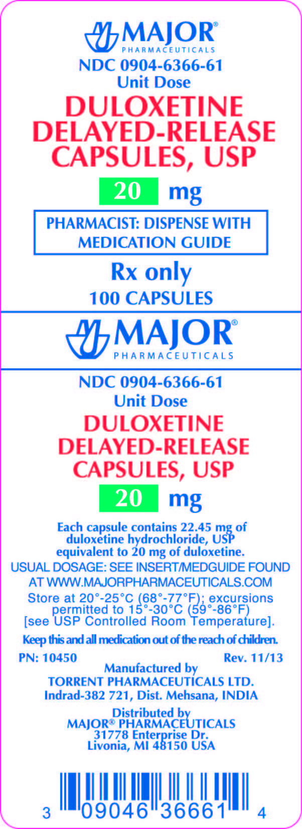 DULOXETINE DELAYED-RELEASE CAPSULES, USP 20MG