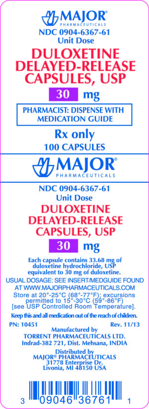 DULOXETINE DELAYED-RELEASE CAPSULES, USP 30MG