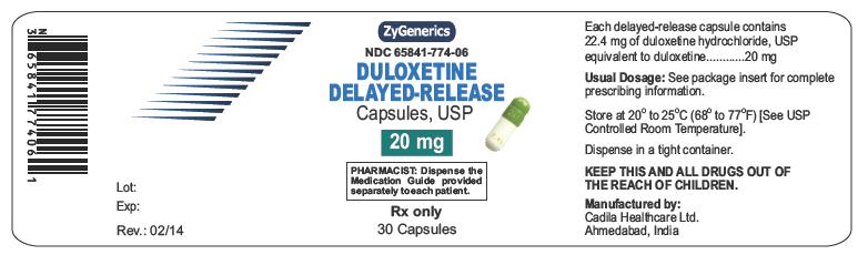 Duloxetine Delayed-release Capsules, 20 mg