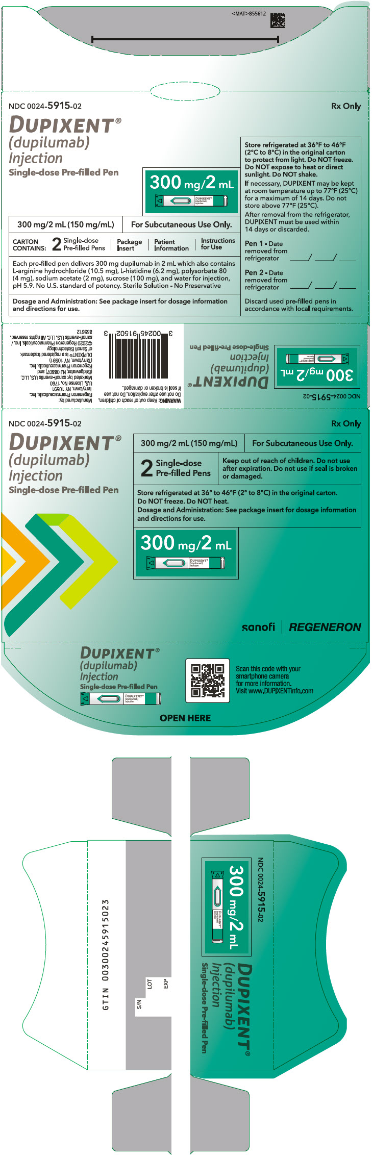 PRINCIPAL DISPLAY PANEL - 300 mg/2 mL Pre-filled Pen Carton