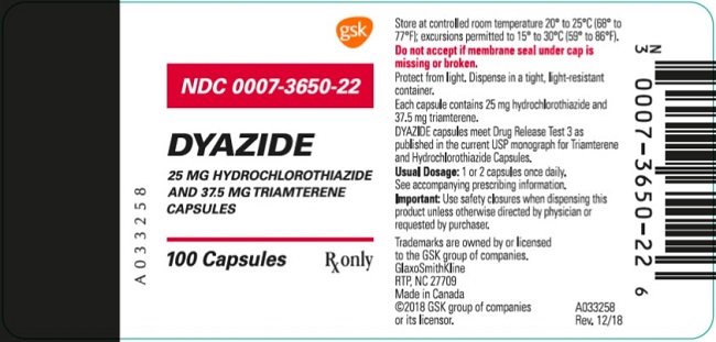 Dyazide 100 count label