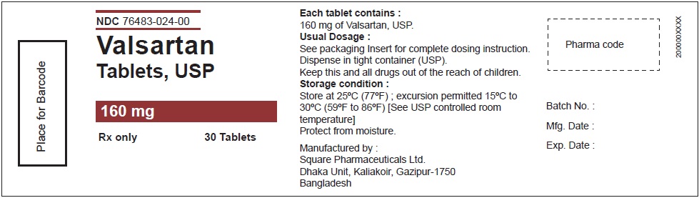Valsartan Tablets USP, 160 mg - 30 Tablets