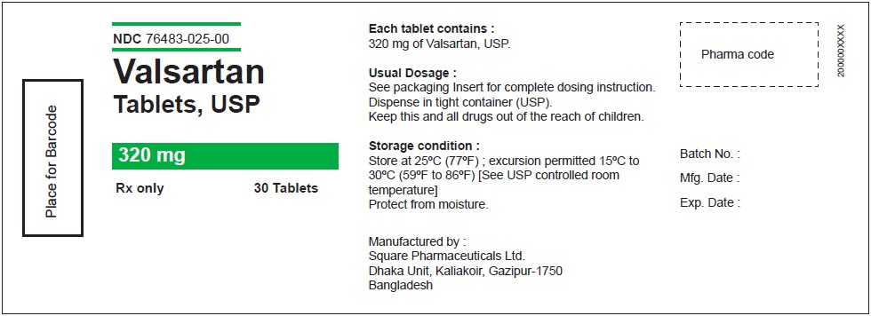 Valsartan Tablets USP, 320 mg - 30 Tablets