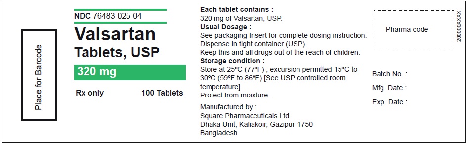 Valsartan Tablets USP, 320 mg - 100 Tablets