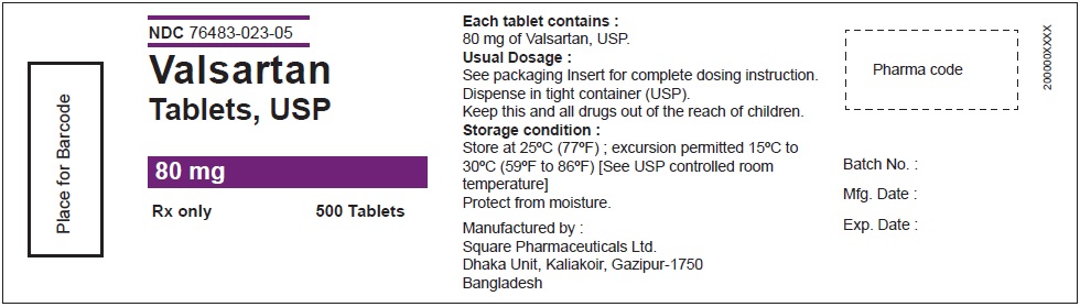 Valsartan Tablets USP, 80 mg - 500 Tablets