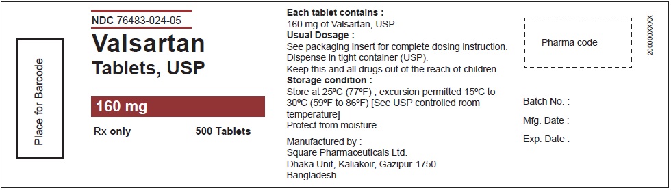 Valsartan Tablets USP, 160 mg - 500 Tablets