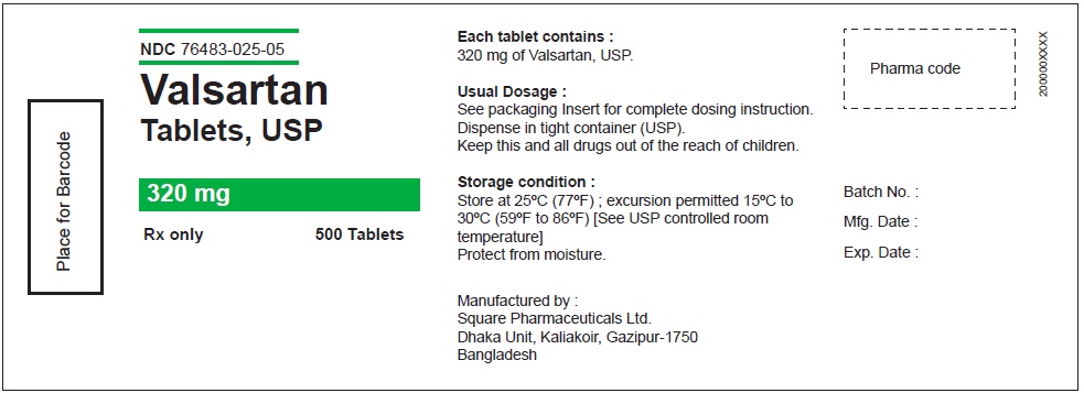 Valsartan Tablets USP, 320 mg - 500 Tablets