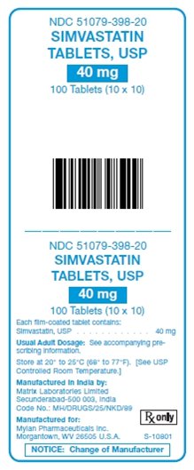 Simvastatin 40 mg Tablets Unit Carton  Label