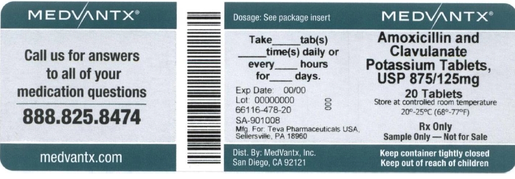 Amoxicillin and clavulanate tablets 875/125mg