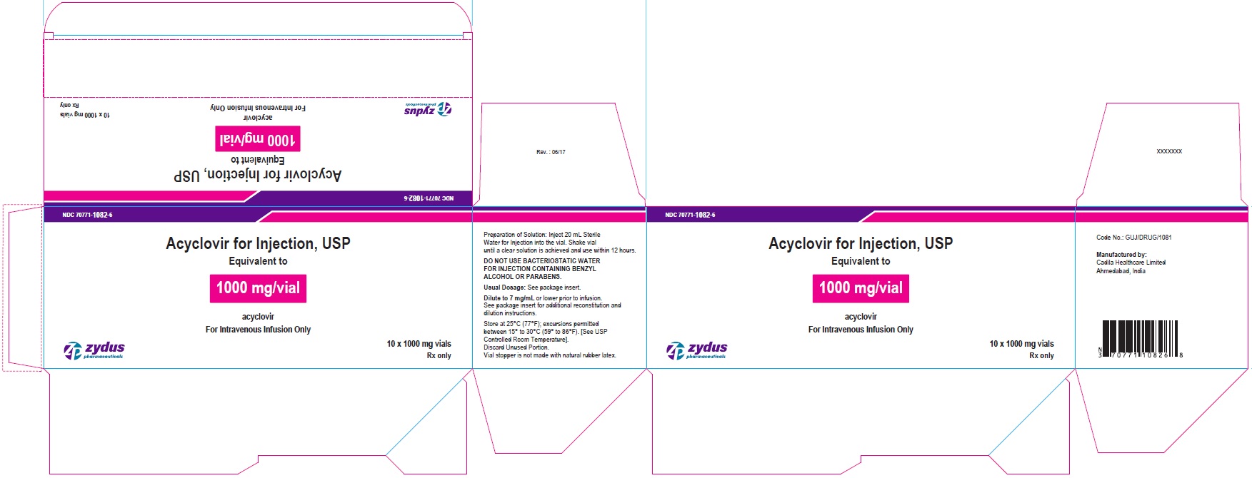Acyclovir for Injection USP, 1000 mg/vial