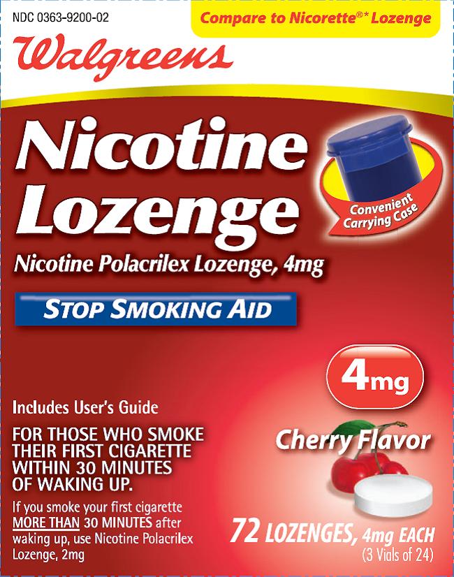 Nicotine Lozenge Walgreens Cherry 4mg 72 ct carton