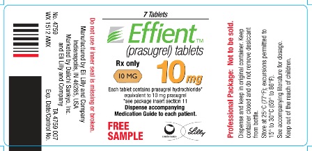 
								PACKAGE LABEL – Effient 10 mg 7 Tablets – Sample
							