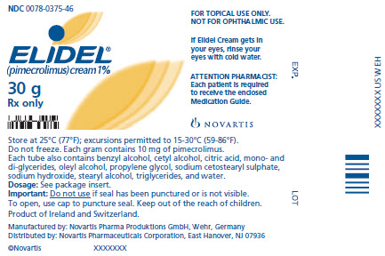 PRINCIPAL DISPLAY PANEL
Package Label – 30 g
Rx Only		NDC 0078-0375-46
ELIDEL® (pimecrolimus) cream 1%
30 g