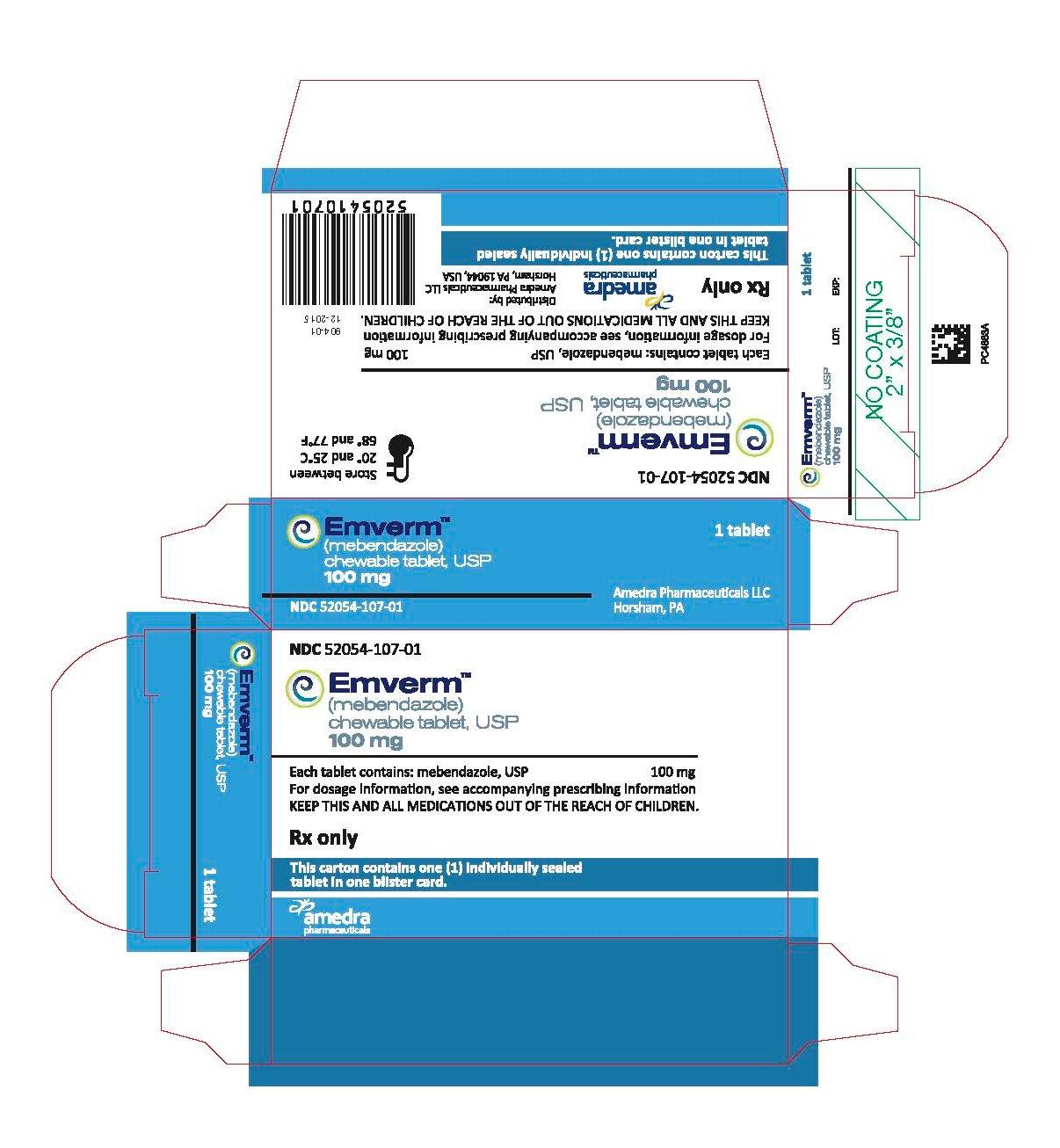 Emverm™ (mebendazole) chewable tablet, USP 100 mg