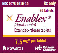 PRINCIPAL DISPLAY PANEL
Package Label – 7.5 mg per tablet
Rx Only		NDC 0078-0419-15
Enablex® (darifenacin) 
Extended-release tablets
30 Tablets