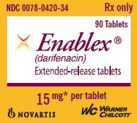 PRINCIPAL DISPLAY PANEL
Package Label – 15 mg per tablet
Rx Only		NDC 0078-0420-34
Enablex® (darifenacin) 
Extended-release tablets
90 Tablets