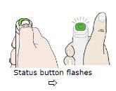 To start injection: Press and release the green status button.