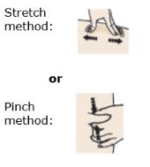 Step 3. Stretch or pinch your injection site to create a firm surface.