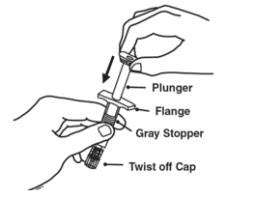 5.	Slide the plunger into the flange end of the syringe.