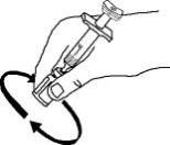 13.	Leave the syringe in place.  Gently swirl the Enbrel vial in a circular motion to dissolve the powder.